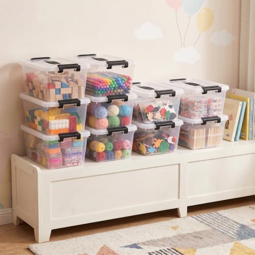 OUTUXED Storage Bins with Lids 10 Pack 7Qt Clear Stackable Containers Boxes - Image 7