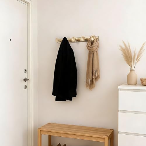 Coat Hook Wall Mounted,Champagne Bronze Zinc Alloy with 5 Hooks - Image 7