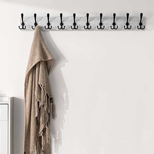 SKOLOO Rustic Large Wall Mounted Coat Rack-38.6'' Long Coat Rack for Wall, Pine Solid Wood Coat Rack Hook, Farmhouse Coat Hanger Wall Mount for Hanging Jacket Coat Hat, Pack of 2 - Image 3