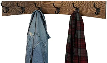 Oak Curved Back Wall Mounted Coat Rack - Bronze Hooks - Made in The USA (Walnut, 52" x 4.5" - 10 Hooks) - Image 4