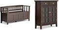 SIMPLIHOME Acadian 2-Seater Storage Bench and Cabinet Set in Brunette Brown by SimpliHome