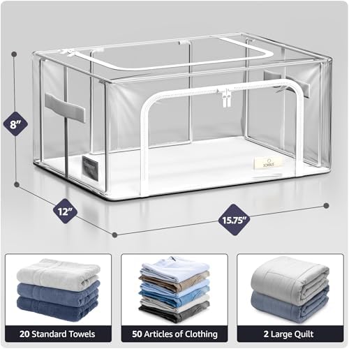 Sorbus Clear Foldable Storage Bins with Metal Frame (Small, 4 Pack) - Image 4