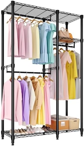 Garvee Heavy Duty Garment Rack, 3 Rods, Adjustable Shelves by Garvee