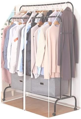 Garment Bags for Hanging Clothes, Clear Plastic Garment Bag with Zipper, Floor Drying Rack Garment Covers, Only Suitable for High and Low Double-Pole Hangers(130 * 75 * 150cm/51 * 30 * 59in) by Unknown