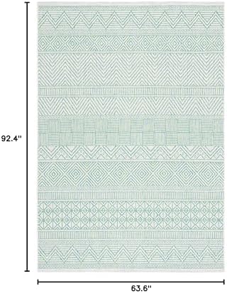 SAFAVIEH Washable Rug Outdoor Courtyard Collection - 5'3" x 7'7", Beige & Green, Non-Shedding & Easy Cleaning, Ideal for Patio, Backyard, Mudroom (CY8196-55712) - Image 6