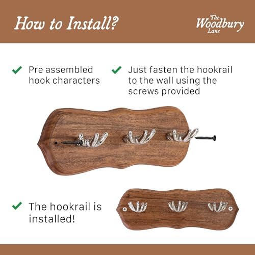 Rustic Wall Mounted Coat Rack with 3 Polished Nickel Hand-Shaped Hooks – Solid Wood Base, Entryway Hook Rail for Hats, Keys, and Bags – Farmhouse Style Organizer for Home & Mudroom - Image 3