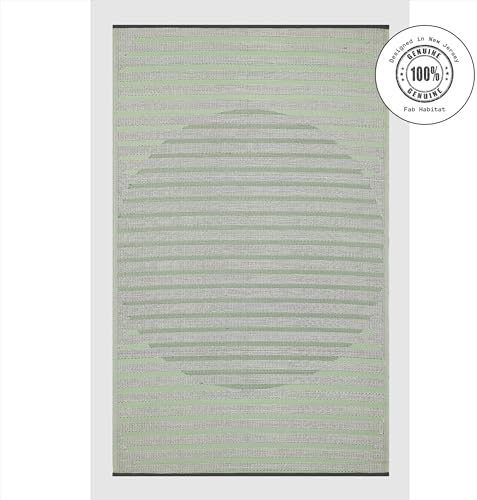Fab Habitat Striped Outdoor Rug - Waterproof, Fade Resistant, Crease-Free, Reversible - Premium Recycled Plastic - Patio Porch Balcony Deck - Kyoto - Green - 8 x 10 ft - Image 3