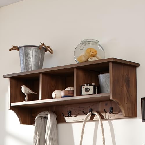 Alaterre Furniture Revive Wall Mounted Coat Rack, Natural, 36”x9”x14” - Image 2