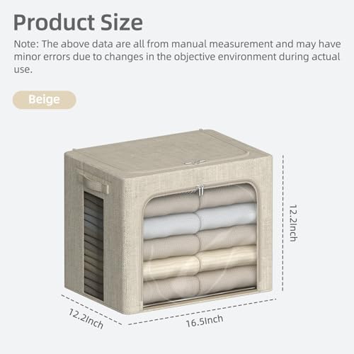 FHSQX 6 Pack Clothes Storage Bins,Beige,16.5x12.2x12.2inch(40L) - Image 3