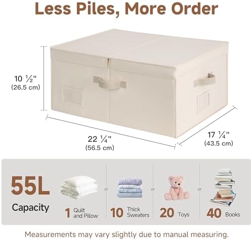StorageWorks Large Decorative Storage Boxes with Lids, Cream White - Image 6