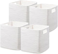 UBBCARE Storage Cubes 11 Inch, Cotton Rope Woven Baskets for Organizing, Cube Storage Bin for Baby Nursery, 4-Pack Square Toy Storage Baskets for Shleves Organizer, Closet, Kidsroom, White by UBBCARE