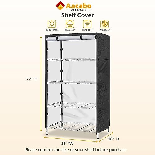 Shelf Cover,Waterproof Dustproof Storage Shelving Unit Cover,Fits 36"Wx18"Dx72"H Shelf,Shelf Display Rack Protector with Zipper,Black - Image 2