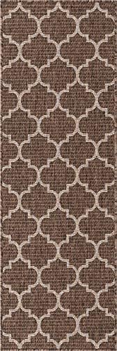Unique Loom Outdoor Trellis Collection Area Rug (2' x 6' 1" Runner, Brown/ Ivory) - Image 3