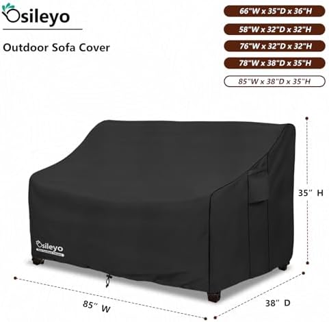 Outdoor Couch Cover,100% Waterproof 2-Seater Outdoor Loveseat/Bench Cover,Patio Furniture Covers,85" Wx 38" Dx 35" H Black - Image 2