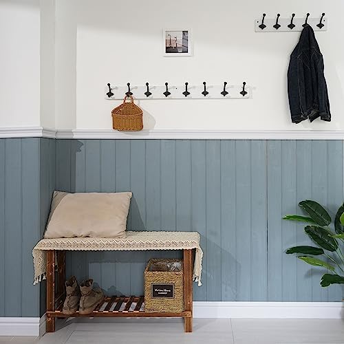 WEBI Rustic Coat Rack Wall Mount,35.43" Long 8 Cast Iron Coat Hooks Wall Mounted,Heavy Duty Wall Coat Hanger Hooks for Hanging Coats,Clothes,Jacket,Black on White - Image 5