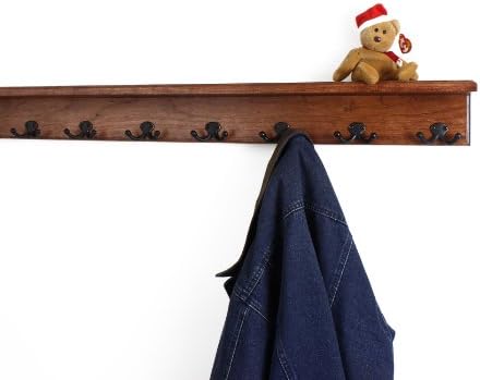 PegandRail Solid Cherry Shelf Coat Rack with Aged Bronze Double Style Hooks - Made in The USA (Mahogany, 37" with 7 Hooks) - Image 2