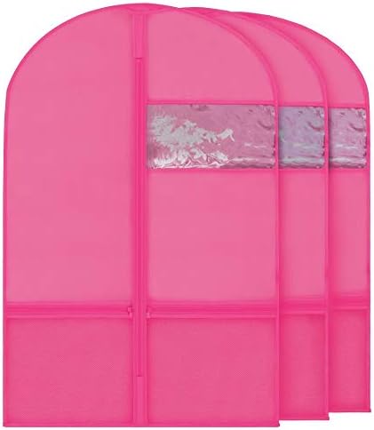Plixio 36" Kids Garment Bags for Dance Costumes, Childrens Hanging Clothes, Uniform, Suits, Girls Dress Recital Outfit Organizer Dance Garment Bags For Dancers with Zippered Pockets (6 Pack :36",Pink) - Image 6