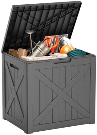 Vixzen 32 Gallon Deck Boxes Outdoor Waterproof, Lockable Outdoor Storage Bench for Patio Cushions, Garden Tools, Pool Supplies (Black, 32 Gallon) - Image 7