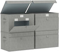 Foldable Storage Boxes with Flip Cover,15x9.8x9.8in,Grey,4 Pack by Unknown