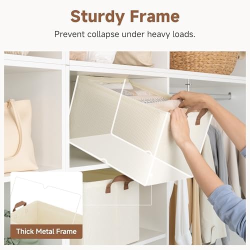 StorageWorks 45L Closet Storage Bins, Storage Baskets, Beige, 2-Pack - Image 4