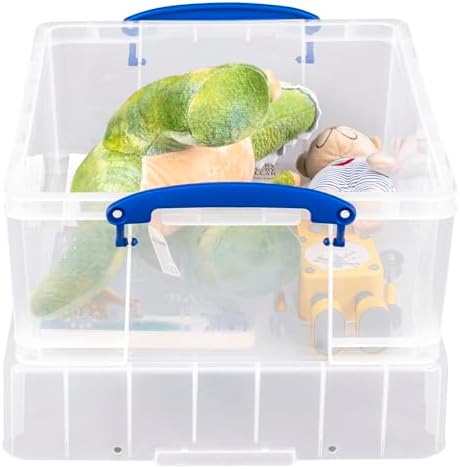 Really Useful Box 9 Liter Stackable Storage Container w/XL Snap Lid & Built-in Clip Lock Handles for Home or Office Organization, Clear (4 Pack) - Image 7