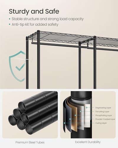 SONGMICS Clothing Rack, Heavy-Duty Garment Rack, Adjustable Storage Shelves - Image 5