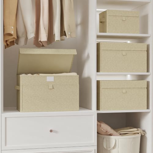 Collapsible Storage Baskets,15x9.8x9.8in,Grey and Beige,4 Pack - Image 3