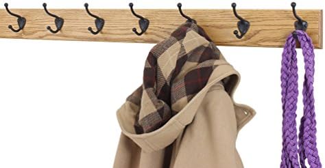 Oak Coat Rack with Oil Rubbed Bronze Hat & Coat Style Hooks (Golden Oak, 36" x 3.5 with 7 Hooks) - Image 2