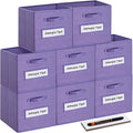 13x13x13 storage cube bins(Set of 8) Fabric storage cubes with 8 Labels Window Cards & a Pen, storage cubes 13x13, Collapsible 13 inch cube storage bins, Cubby Organizer Boxes, Purple by Artsdi