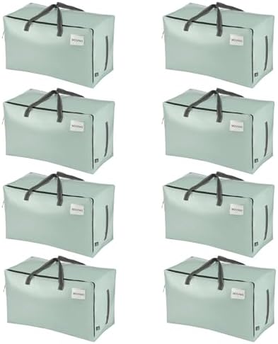 VENO 8 Pack Extra Large Heavy Duty Moving Bags with Wide Opening & Reinforced Handles, Reusable Storage Tote Bags with Strong Zippers for Clothes, College Dorm Essentials & Moving Supplies by Veno