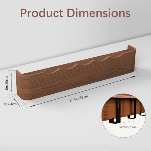 Coat Rack Wall Mount with Hidden Hooks, Wall Hooks with Shelf, Wall Key Holder Mount Wooden Shelf Entryway Hooks for Bedroom Bathroom for Hanging Coats Hats Bags Towels (Walnut Wave-Shape, 5 Hooks) - Image 2