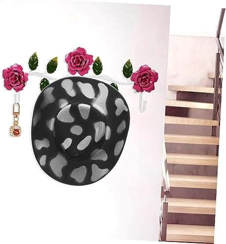 Hemoton Rose Flower Wrought Iron Coat Hooks 19.7 Inch Decorative Wall Rack for Hanging Coats Bags Towels Entryway Bathroom Organizer - Image 4