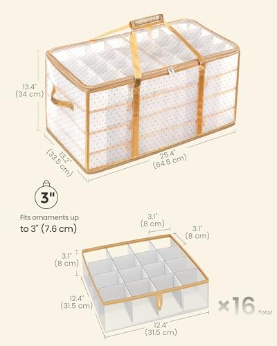 SONGMICS Large Christmas Ornament Storage Boxes, Set of 2, with 256 Slots - Image 7