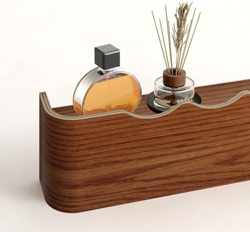 Wall Mounted Coat Rack with Shelf, Wooden Entryway Organizer with Hidden Metal Hooks for Hanging Coats Bags Keys, Modern Floating Shelf for Hallway Bathroom - Image 6