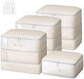 Comforter Storage Bag - Large Capacity Blanket Storage Bags 3-Layer Ultra Space Saving Self Compression Organizer, Washable Compression Bags for Storage Comforter Blanket, 4-Pack, Beige by EasortmPackingCubes