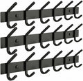 Coat Rack Wall Mount – 17 Inch Stainless Steel Hook Rail with 6 Double Coat Hooks for Hanging – Wall Mounted Entryway Organizer for Coats, Hats, Bags, Towels, Robes, Closet or Bathroom - Black 3 Pack by SAYONEYES