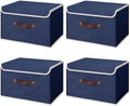 ANMINY Fabric Storage Box Bins with Lids, Blue, 13"x9"x7.9", 4 Pack by ANMINY