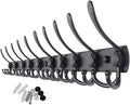 WEBI Coat Rack Wall Mount,37 5/8" Long,10 Hooks,Coat Hooks Wall Mounted,16" Hole to Hole,Coat Hanger Wall,Triple Hooks for Hanging Coats,Clothes,Jacket,Hats,Black by WEBI