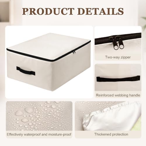 Lewtemi 110L 4 Pack Clothing Storage Bags with Cedar Sachets, Large Sweater Organizer, Breathable Fabric Containers for Clothes, Bedding & Blankets, Closet & Under Bed Storage (Beige,Creative) - Image 3