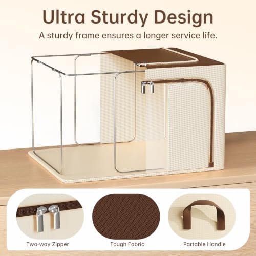 Clothes Storage Bins, 3 Openings, 66L, Brown - Image 6
