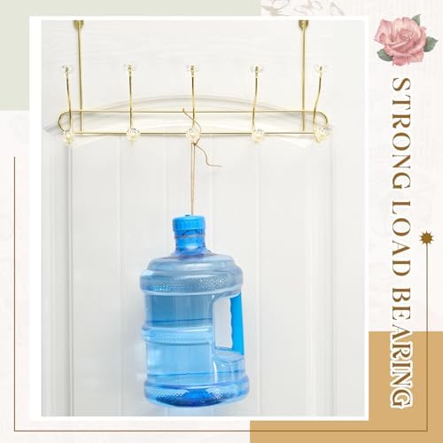 Gold over the Door Towel Hooks with Crystal Knobs, 10 Hook Heavy Duty Doors Hanger Rack for Bathroom, No Drill Slim over Door Organizer for Bedroom Closet, Holds Coat Towels Robes Bags Purse - Image 6