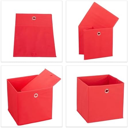 Relaxdays Storage Box Set of 4, Foldable Shelf Baskets, HBD: 30x30x30 cm - Image 6