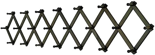 SKOLOO Accordion Wall Hanger with 22 Hooks, Modern Expandable Coat Rack Hat Rack for Wall, Solid Wooden, Dark Walnut Color by SKOLOO