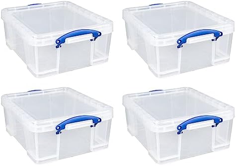 Really Useful Box 17L Plastic Storage Bins, 4 Pack by ReallyUsefulBox