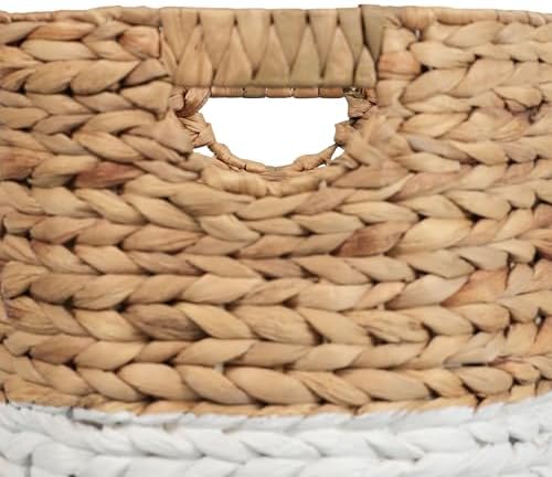 happimess Avery 3-Piece Cylinder Nesting Baskets 13", White/Natural - Image 4