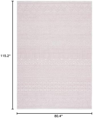 SAFAVIEH Washable Rug Outdoor Courtyard Collection - 6'7" x 9'6", Ivory & Pink, Non-Shedding & Easy Cleaning, Ideal for Patio, Backyard, Mudroom (CY8196-56212) - Image 6