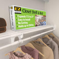 EZ Shelf - Hanging Shelf - Closet Rod - Expands 17.5-27” - White, Closet Shelves - Strong, Holds 200 lbs - DIY, Easy Install - to 2 Side Walls - Alternative to Wire Shelving by EZSHELF