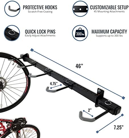 StoreYourBoard Bike Storage Rack – Heavy Duty Garage Bike Rack for 5 Bicycles, Space-Saving Vertical Bike Rack, Adjustable Wall Bike Mount for Garage Organizer, Bicycle Hanger, Holds 300 lbs - Image 3