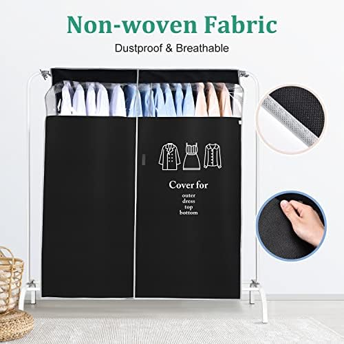 OTraki Clothes Rail with Cover, 120 x 150 cm, Long Dustproof Garment Bags, Business Garment Bag, Clothes Rails Cover, Dustproof for Suit, Coat, Dress, Jacket and Down Jacket - Image 2