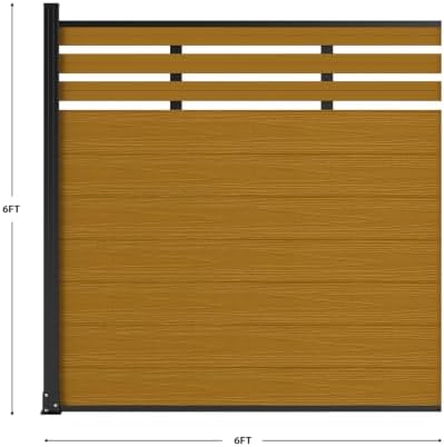 6x6 FT Wood Composite Privacy Fence Panel,Semi-Enclosed Outdoor AC Unit Cover,Trash Can Barrier | Weatherproof, Easy Installation, Durable Composite Fencing (Yellow Teak with 1 Post) - Image 3